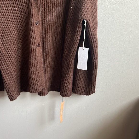 Reformation Brown Ribbed Button-Up Cardigan - Picture 2 of 5